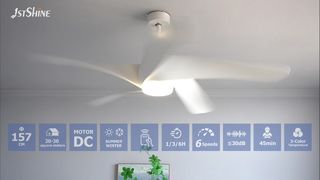 62 inch moderne witte plafondventilator met LED-lichtrecensie