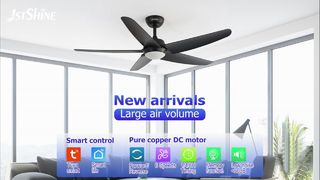 Moderne 52 inch zwarte plafondventilator met LED-lichtrecensie