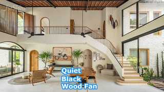 52 inch zwart houten plafondventilator, stille gelijkstroommotor