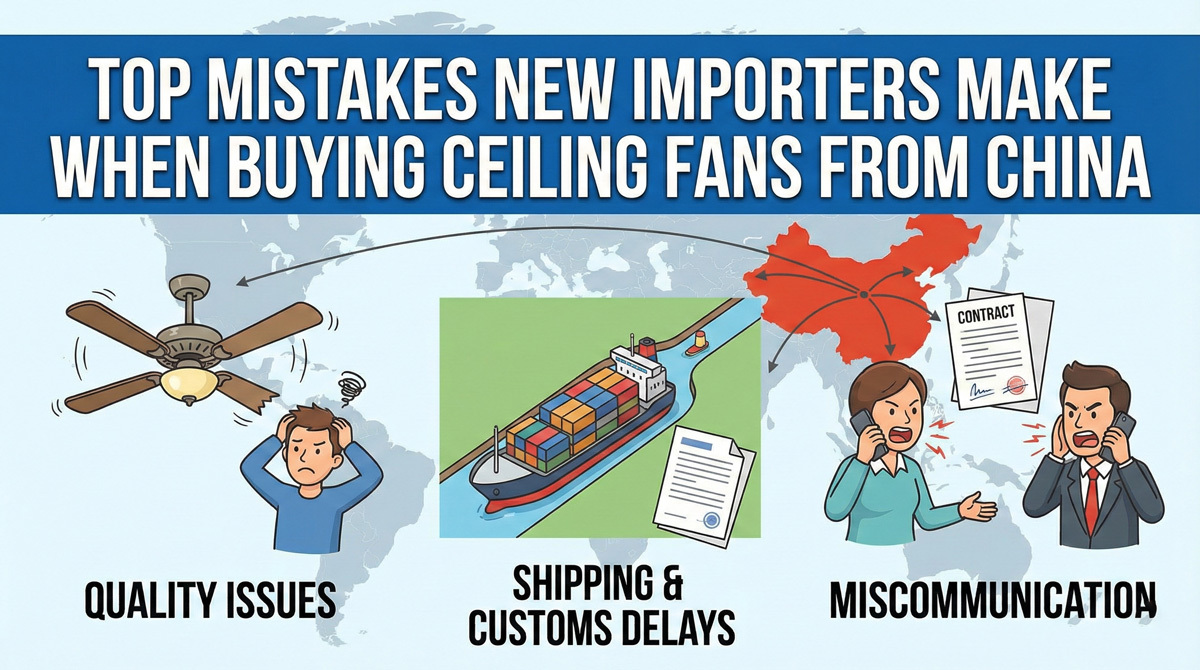 Laatste bedrijfsblogs Top Mistakes New Importers Make When Buying Ceiling Fans from China