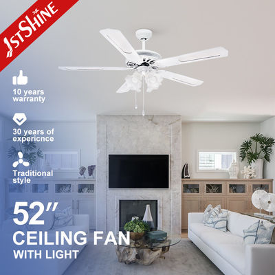 kopen 52 inch 132cm decoratieve trekketen plafondventilator met lampen en 5 lemmen 1stshine OEM online vervaardiging