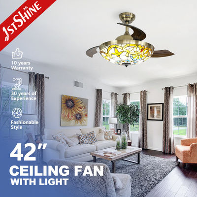 kopen 42 inch opneembare plafondventilator met 3 kleuren LED-licht online vervaardiging