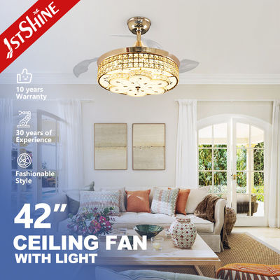 kopen 3000K kleurtemperatuur 42 inch LED plafondventilator met verborgen bladen en ontwerp online vervaardiging