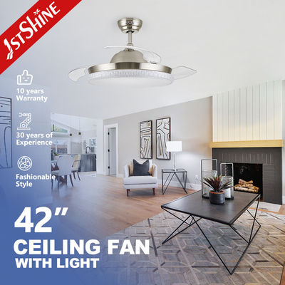 kopen 220V 50Hz opneembare plafondventilator met 3 kleuren LED-licht online vervaardiging