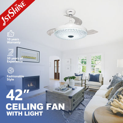kopen 230 V DC motor terugtrekbare plafondventilator licht Acryl lamp schaduw online vervaardiging