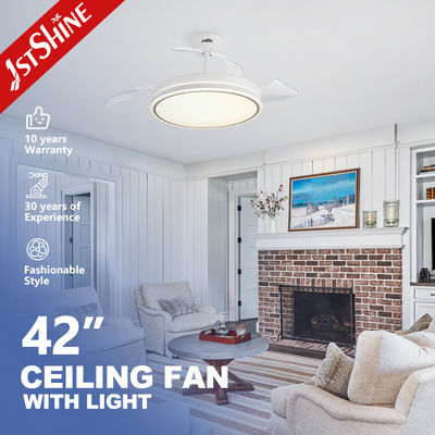 kopen 3 Kleuren Gevouwen LED Plafondventilator Smart Remote Control Kroonluchter Plafondventilatoren Met Lichten online vervaardiging