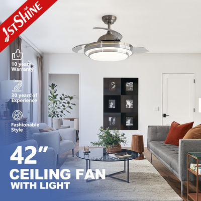 kopen 42 inch 2022 Uniek Design Moderne Decoratieve Verborgen Blade LED Plafondventilator Licht voor de markt online vervaardiging