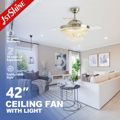 kopen Crystal Luxury 220V opneembaar plafondventilator licht fantelier dc motor online vervaardiging