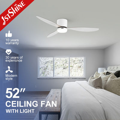 kopen 52 inch natuurlijke wind LED plafondventilator met afstandsbediening Spacesparing Witte ABS-bladen online vervaardiging