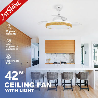 kopen 10- 1stshine Contemporary Houten Uniek Verborgen Geen blad Lucht LED Lamp Verlichting Opvouwbaar Plafond Ventilator Licht online vervaardiging