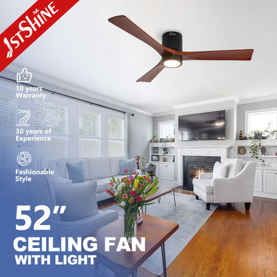 kopen Moderne 3 bladen natuurlijke hout LED vloeibaar gemonteerde plafondventilator met 5 snelheden DC-motor online vervaardiging