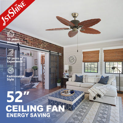 kopen 52 inch tropisch massief hout plafond ventilator trekketen AC motor online vervaardiging