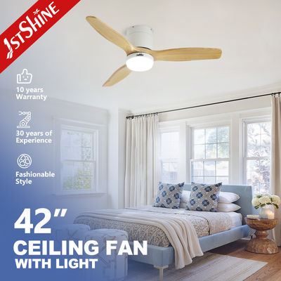 kopen 42 inch natuurlijke wind afstandsbediening LED plafondventilator met houten bladen Mulit kleuren / OEM online vervaardiging