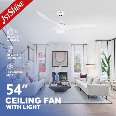 kopen Energiebesparende 52 inch witte plafondventilator met 3CLR LED-verlichting en 3 ABS kunststof bladen online vervaardiging
