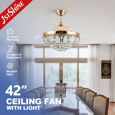 kopen Controlemodus WIFI Crystal LED Plafondventilatorlamp met verborgen bladen en wandcontrole online vervaardiging