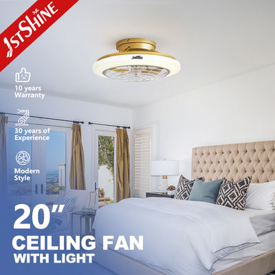 1stshine 20 inch laagprofiel gouden plafondventilator met LED-licht en wandbesturingsschakelaar