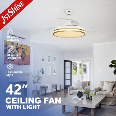 Goede prijs 42 inch Smart Small Retractable LED Light Plafond ventilator Wifi Control Voor slaapkamer online