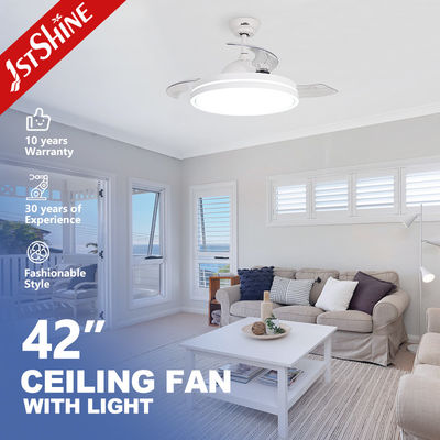 42 inch Satine Nickel LED Plafondventilator met vouwbladen en terugtrekbare lichtbron