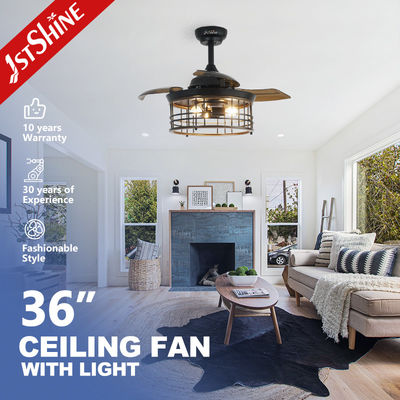 Goede prijs LED-lichtbron 36-inch plafondventilator met terugtrekbare messen en 100% kopermotor online