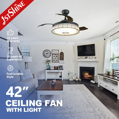 Goede prijs 42 Inch Multifunctionele Muziek Verborgen Messen Plafond Ventilator Licht Verlichting Solutions Service online