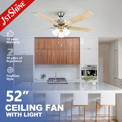1stshine Traditionele High Speed 5 Plywood Blades Plafondventilator met licht kit en metaal