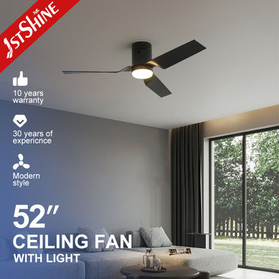Low Profile 52 Inches Smart Led Plafondventilator Flush Mount 3 Abs Messen Met Luidspreker