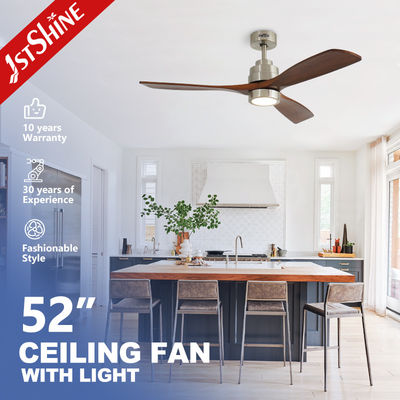 Hout plafond ventilator licht satine nikkel lichaam 3 messen stille dc motor