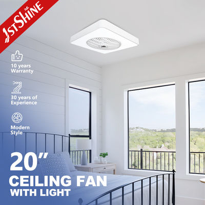 20 inch Mini Dimmable Led Plafondventilator 7 PC Blades Wit Afgerond Voor Binnengebruik