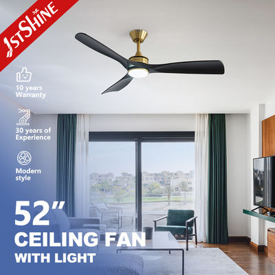 52-Inch Modern LED Ceiling Fan with DC Motor, Black ABS Blades