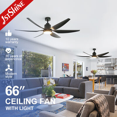 Goede prijs 66 inch moderne zwarte plafondventilator met licht met ABS-bladen en gelijkstroommotor voor energiebesparing en laag geluid online